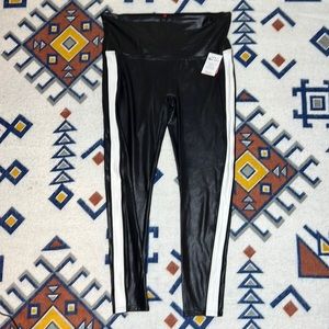 Faux Leather Spanx stretch Pants Black/white Stripe